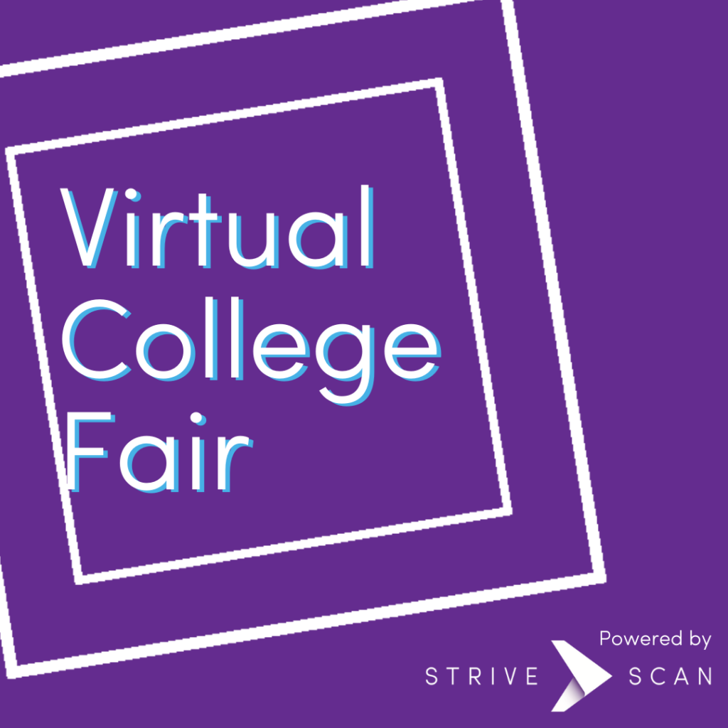Simple StriveScan Virtual College Fair social media post